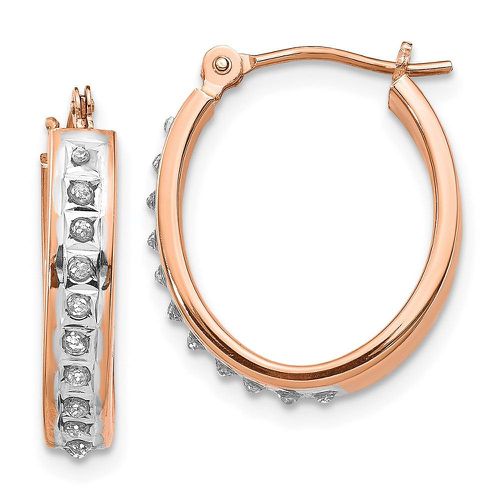 K Rose Gold Diamond Fascination Oval Hinged Hoop Earrings - Jewelry - Modalova