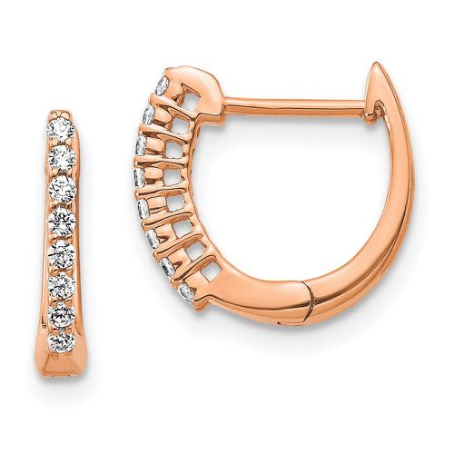 K Rose Gold Polished Diamond Hinged Hoop Earrings - Jewelry - Modalova