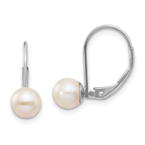 K White Gold 6-6.5mm Pearl Leverback Earring Mounting - Jewelry - Modalova