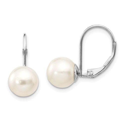 K White Gold 8-8.5mm Pearl Leverback Earring Mounting - Jewelry - Modalova