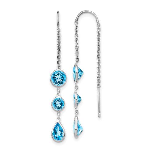 K White Gold Blue Topaz Dangle U Wire Earrings - Jewelry - Modalova