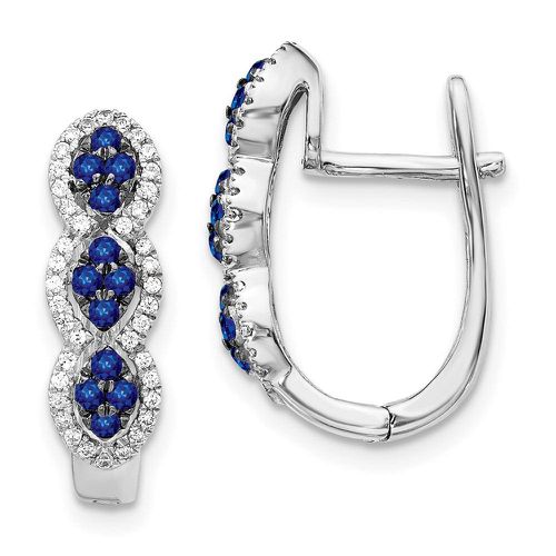 K White Gold Diamond and Blue Sapphire Earrings - Jewelry - Modalova
