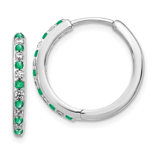 K White Gold Diamond & Emerald Hinged Hoop Earrings - Jewelry - Modalova