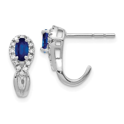 K White Gold Diamond & Sapphire J Hoop Post Earrings - Jewelry - Modalova