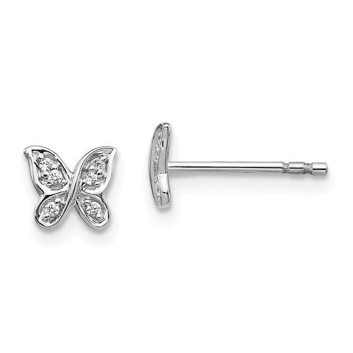 K White Gold Diamond Butterfly Post Earrings - Jewelry - Modalova
