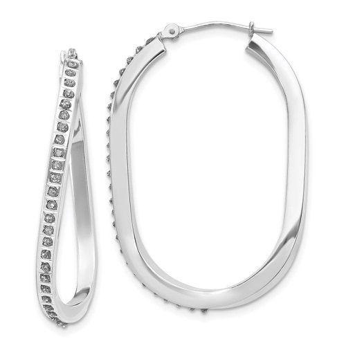 K White Gold Diamond Fascination Oval Twist Hinged Hoop Earrings - Jewelry - Modalova