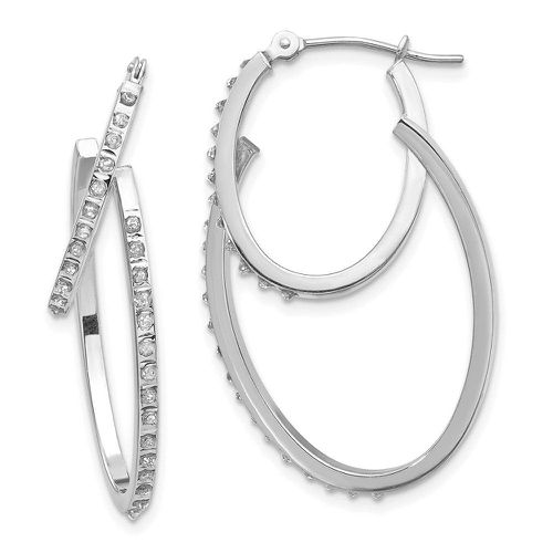 K White Gold Diamond Fascination Hinged Double Hoop Earrings - Jewelry - Modalova