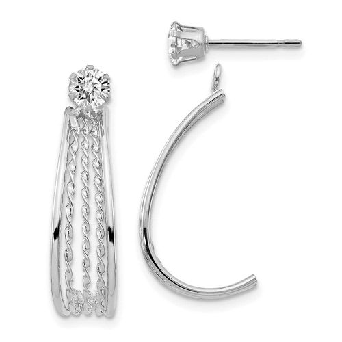 K White Gold J Hoop Polished w/CZ Stud Earrings - Jewelry - Modalova