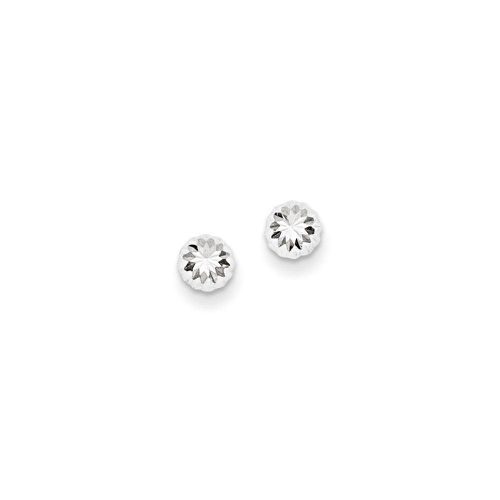 K White Gold Polished & Diamond-Cut Half Ball Post Earrings - Jewelry - Modalova