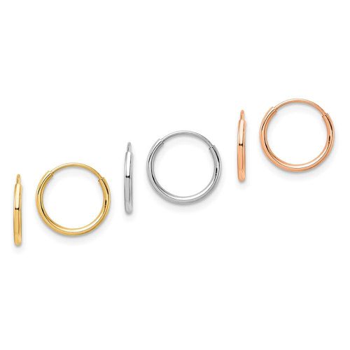 K Tri Color 3-pair Hoop Earrings Set - Jewelry - Modalova
