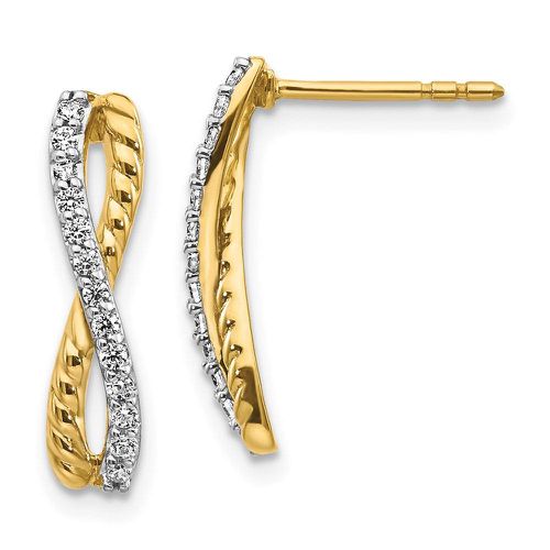 K Two-tone Diamond Fancy Twist Post Earrings - Jewelry - Modalova