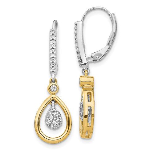 K Two-tone Oval Cluster Diamond Leverback Earring - Jewelry - Modalova