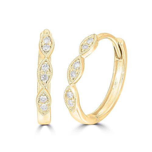 K Yellow Gold 1/10 Ct.Tw. Diamond Stackable Hoop Earrings - Star Significance - Modalova