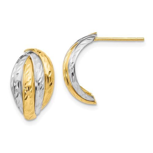 K Yellow Gold & Rhodium Polished and D/C Fancy Post Earrings - Jewelry - Modalova