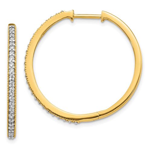 K Yellow Gold Diamond Milgrain Hoop Earrings - Jewelry - Modalova