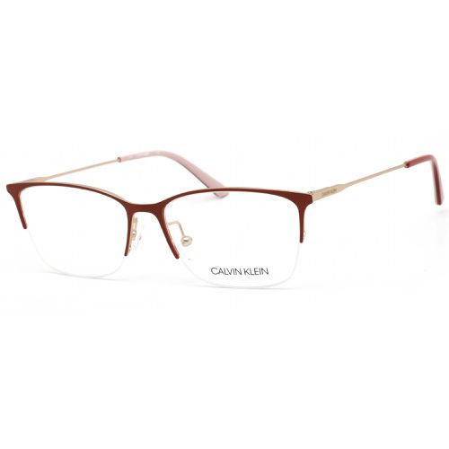 Women's Eyeglasses - Satin Red Half Rim Rectangular Frame / CK18121 600 - Calvin Klein - Modalova