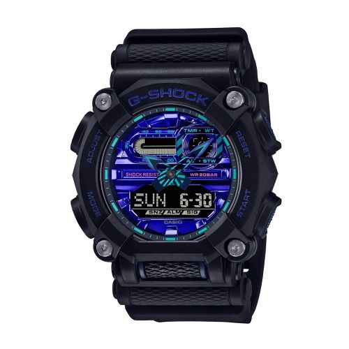 Men's Watch - Virtual Blue World Timer Analog Digital Dial Strap / GA900VB-1A - Casio - Modalova