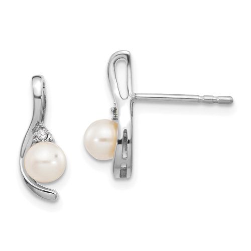 K White Gold Genuine FW Cultured Pearl Diamond Earring - Jewelry - Modalova