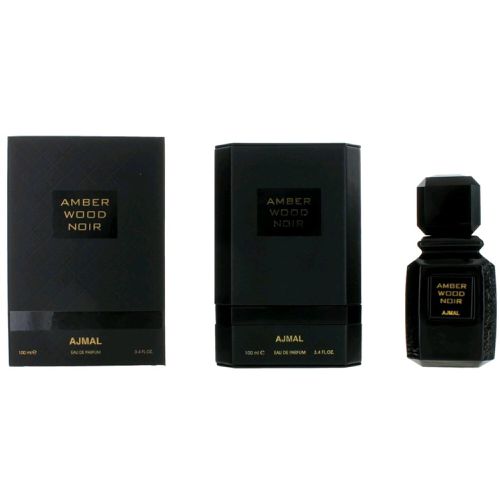 Unisex Eau De Parfum Spray - Amber Wood Noir with Woody Floral Musk, 3.4 oz - Ajmal - Modalova