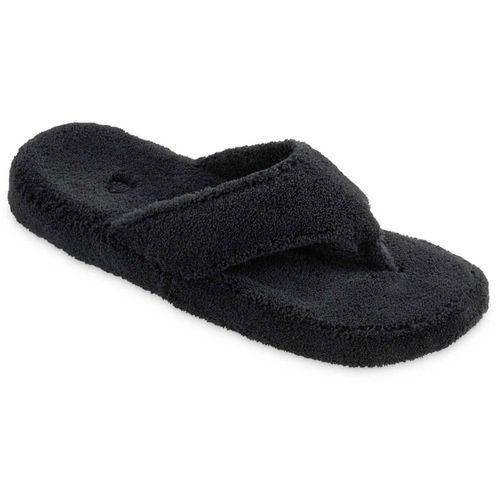 Women's Slippers - Spa Thong Velvety Soft, Black, M / A10454AAAWM - Acorn - Modalova
