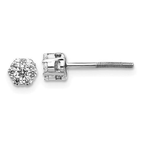 K White Gold Diamond Cluster Screwback Earrings - Jewelry - Modalova