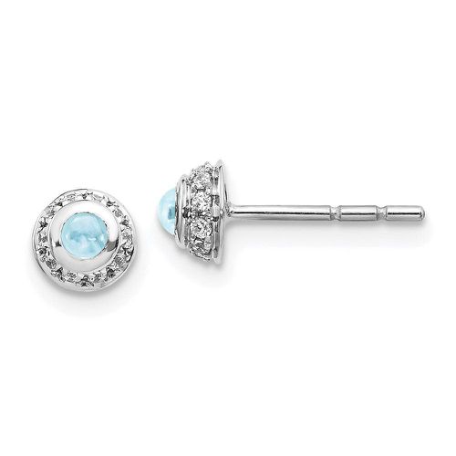 K White Gold Diamond & Cabochon Aquamarine Earrings - Jewelry - Modalova