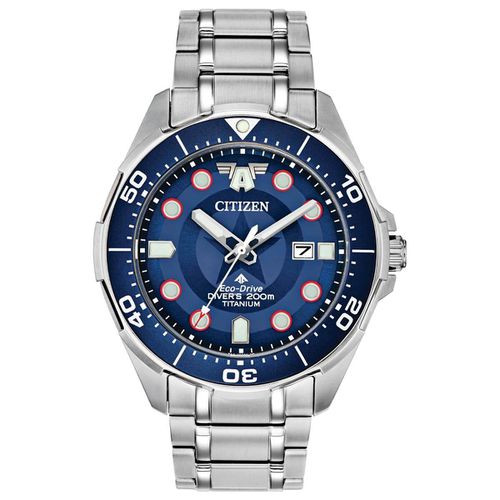 Men's Eco-Drive Watch - Marvel Blue Dial Silver Tone Bracelet / BN0208-54W - Citizen - Modalova