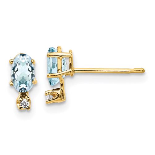 K Diamond & Aquamarine Birthstone Earrings - Jewelry - Modalova