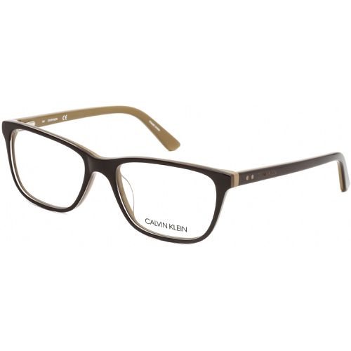 Men's Eyeglasses - Dark Brown/Beige Rectangular Plastic / CK19510 203 - Calvin Klein - Modalova