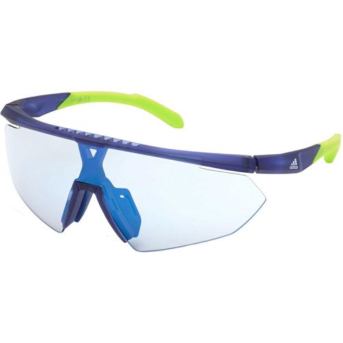 Men's Sunglasses - Shield Plastic Frame Blue Mirror Lens / SP0015 91X - Adidas - Modalova