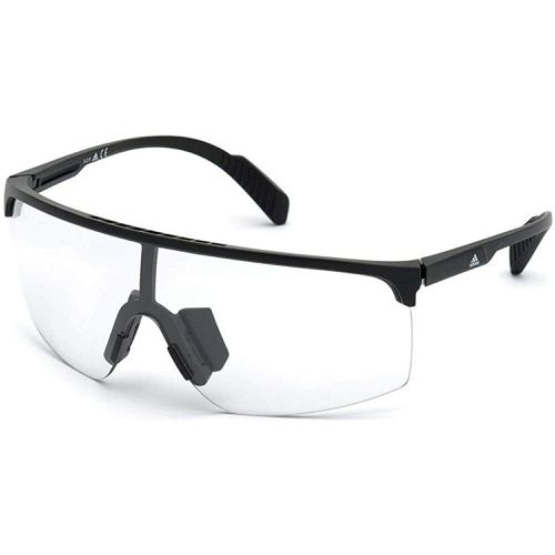 Men's Sunglasses - Shiny Black Half Rim Frame Smoke Lens / SP0005 01A - Adidas - Modalova