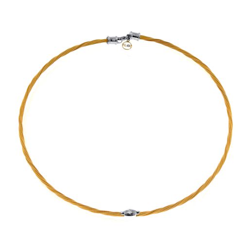 K White Gold and Stainless Steel and 18K Yellow Gold, Diamond Choker Necklace 08-37-S149-11 - Alor - Modalova