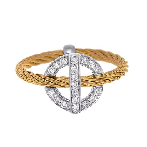 Stainless Steel and 18K White Gold, Diamond Cable Band Ring Sz. 6 02-37-S292-11 - Alor - Modalova