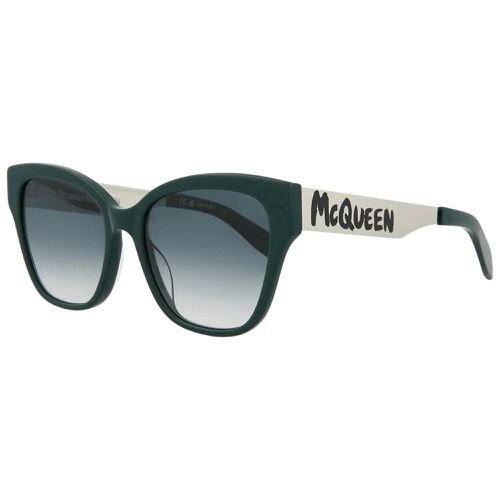 Women's Sunglasses - Green and Silver Frame / AM0353S-30012333004 - Alexander McQueen - Modalova