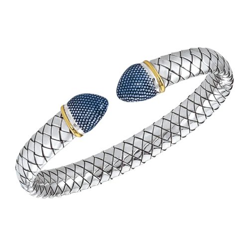 Italy Unisex Cuff Bracelet - Enamel Two Tone Sterling Silver and Gold / VHB 1560 BL - Alisa - Modalova