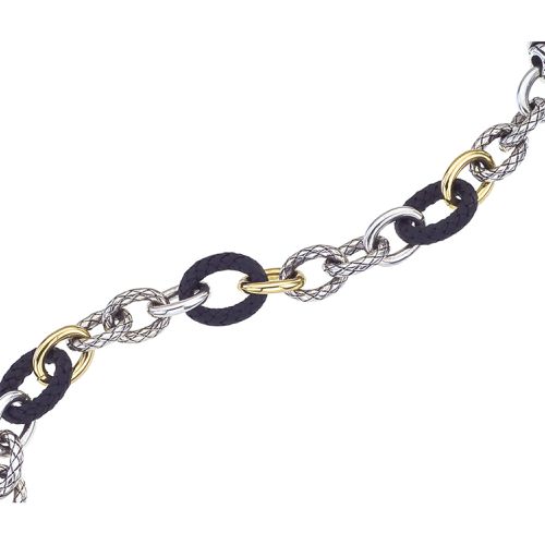 Italy Unisex Bracelet - Traversa Oxidized Gold and Sterling Silver Chain / VHB 1116 - Alisa - Modalova