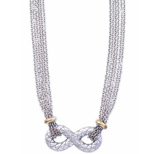 Italy Women's Necklace - Oxidized Black Diamonds Infinity Double Loop / VHN 1147 DB - Alisa - Modalova