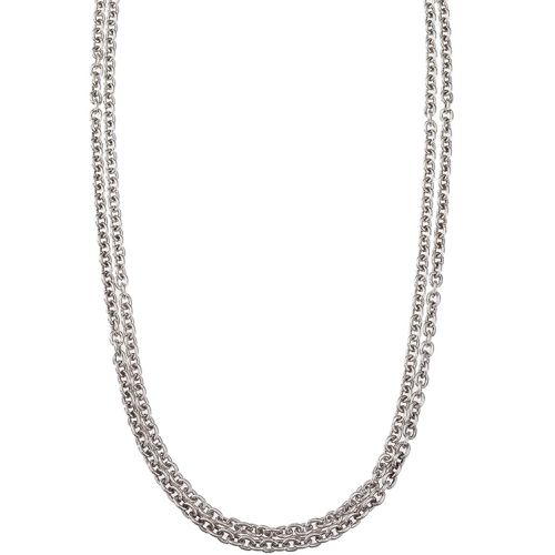 Italy Women's Necklace - Two Strand Cable Chain Sterling Silver, 16 inch / VHC 5D-16 - Alisa - Modalova