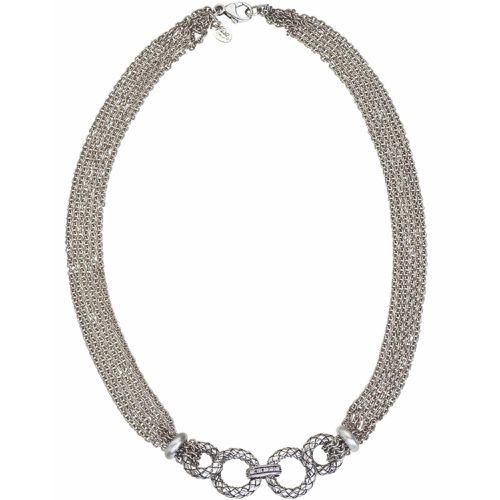 Italy Women's Necklace - Traversa 0.06 ct. Diamond Sterling Silver / VHN 1057 D - Alisa - Modalova