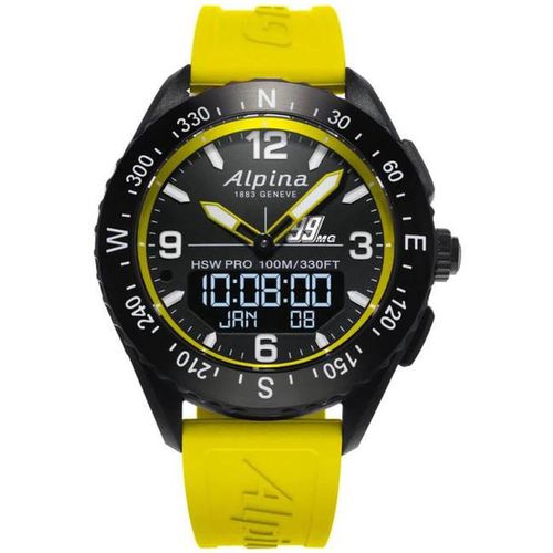 Men's Ana-Digi Watch - AlpinerX Black Dial Yellow Rubber Strap / AL-283MGY5AQ6 - Alpina - Modalova