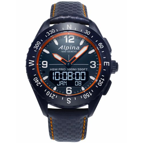 Men's Ana-Digi Watch - AlpinerX Navy Blue Dial Leather Strap / AL-283LNO5NAQ6L - Alpina - Modalova