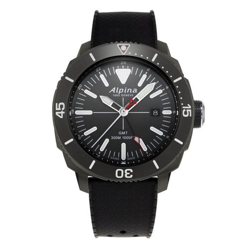 Men's Rubber Strap Watch - Seastrong Diver GMT Dark Grey Dial / AL-247LGG4TV6 - Alpina - Modalova
