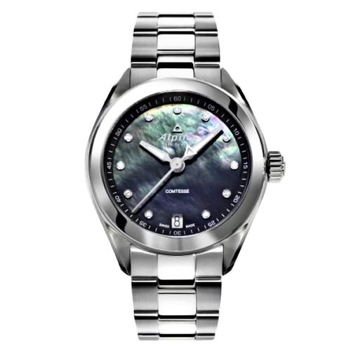 Women's Diamond Watch - Comtesse Black MOP Dial Swiss Quartz / AL-240MPBD2C6B - Alpina - Modalova