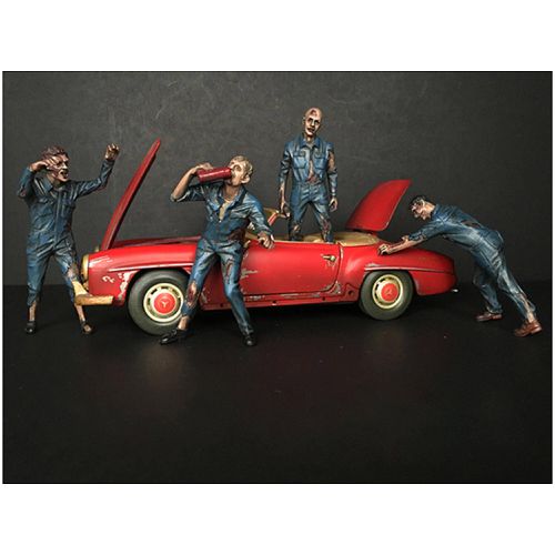 Figurine Set - Zombie Mechanics for 1/18 Scale Models, 4 Piece - American Diorama - Modalova