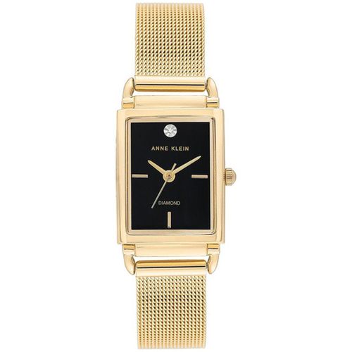 Women's Quartz Watch - Black Dial Yellow Gold Tone Mesh Bracelet / 3036BKGB - Anne Klein - Modalova