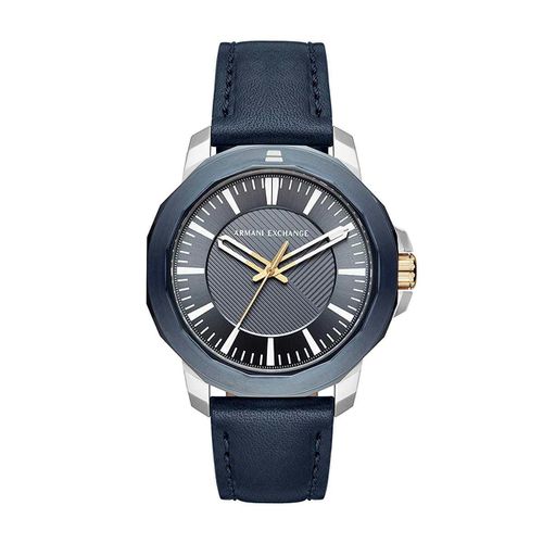 Men's Strap Watch - Blue Dial Quartz Blue Leather / AX1905 - Armani Exchange - Modalova