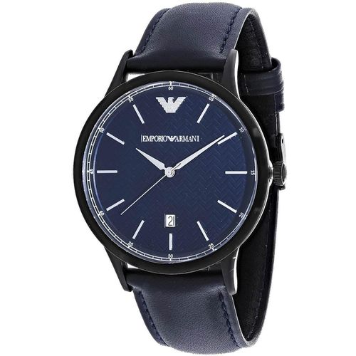 Men's Quartz Watch - Blue Dial Blue Leather Strap / AR2479 - Armani - Modalova