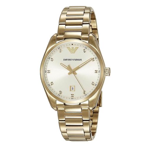 Women's Bracelet Watch - Classic Crystal Champagne Dial Yellow Steel / AR6064 - Armani - Modalova