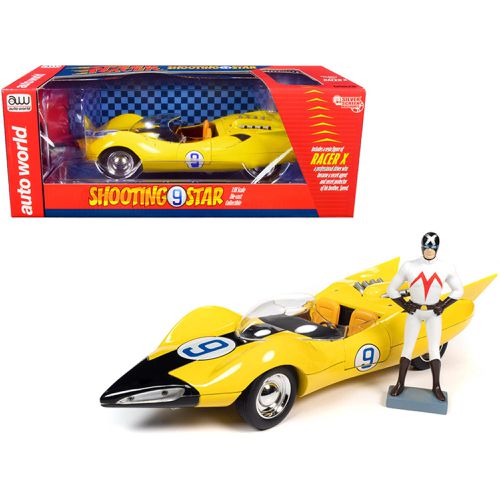 Diecast Model Car - Racer X Figurine and Shooting Star #9 Yellow - Autoworld - Modalova