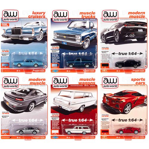 Model Cars Set A - 2021 of Release 4 Real Rubber Tires, 6 Pieces - Autoworld - Modalova